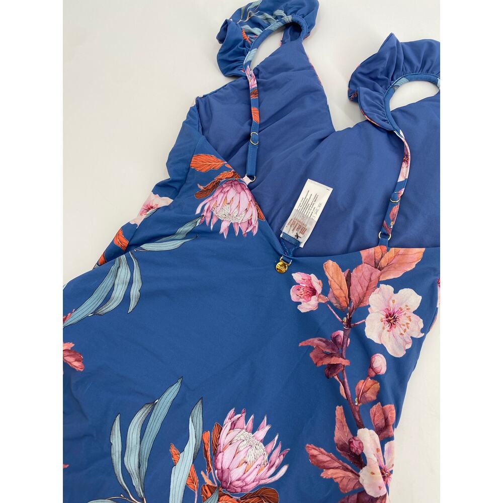 Anthropologie malai blue floral hawaiian low back one piece swimsuit - Picture 5 of 8